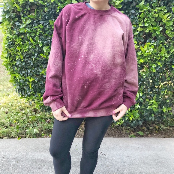 New Oversized Burgundy Maroon Sweatshirt Tie dye - Picture 3 of 3